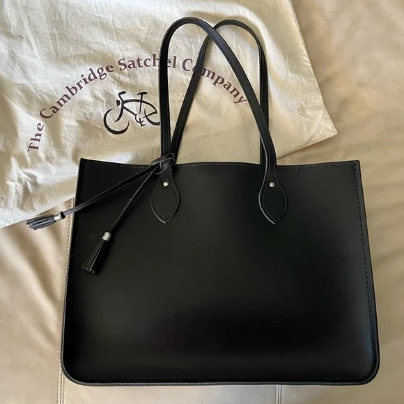 $300 Cambridge Satchel Company Black Leather Tote - excellent, rare find! - Picture 1 of 11